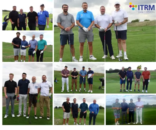A collage of group photos of 4 ball teams at the Bexley Moorings Golf Day